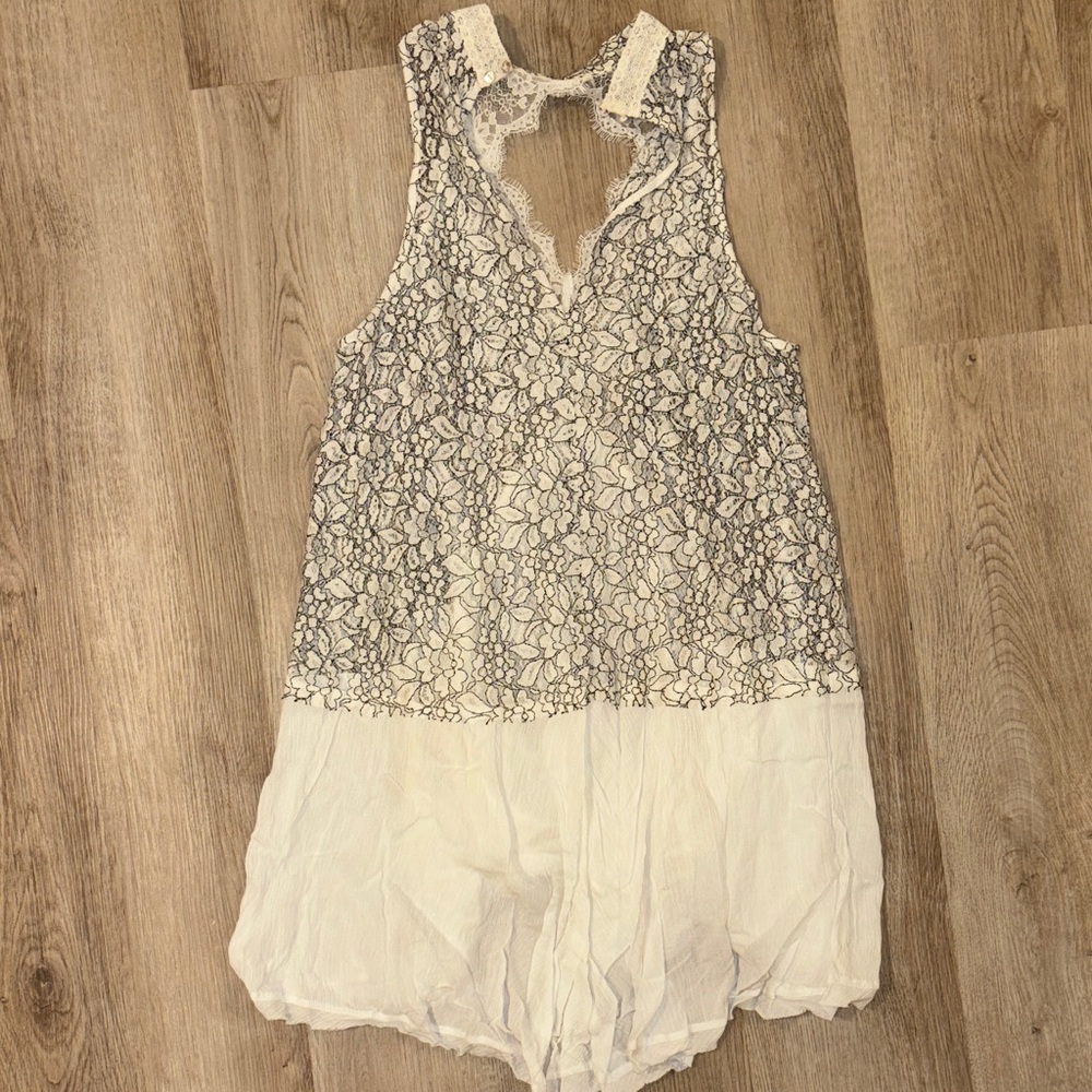 Free People Black and Cream Lace Detail